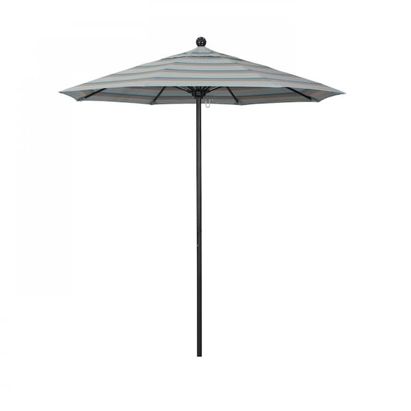 California Umbrella 7.5' Black Aluminum Market Patio Umbrella, Sunbrella Gateway Mist 194061334652 - main